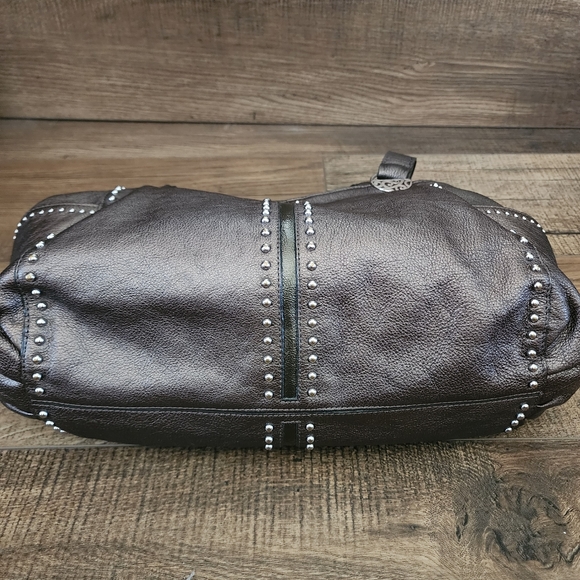 Brighton Bronze Leather Shoulder Bag Andie Pretty Tough Metallic Studded - Picture 12 of 14